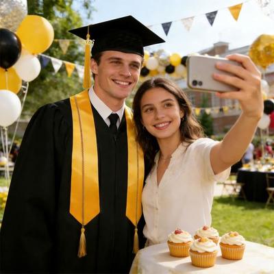 4Pcs/Set Graduation Stole Sash Graduation Robe Set with Tassel Doctor Gown Bachelor Gown Graduation
