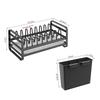 Multi-Functional Bowl Rack Pull-Out Design with Utensil Holder Drainage Storage Rack Carbon Steel Cabinet Drawer Rack
