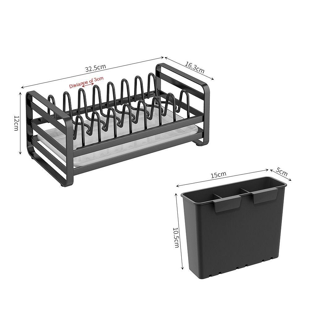 Multi-Functional Bowl Rack Pull-Out Design with Utensil Holder Drainage Storage Rack Carbon Steel Cabinet Drawer Rack