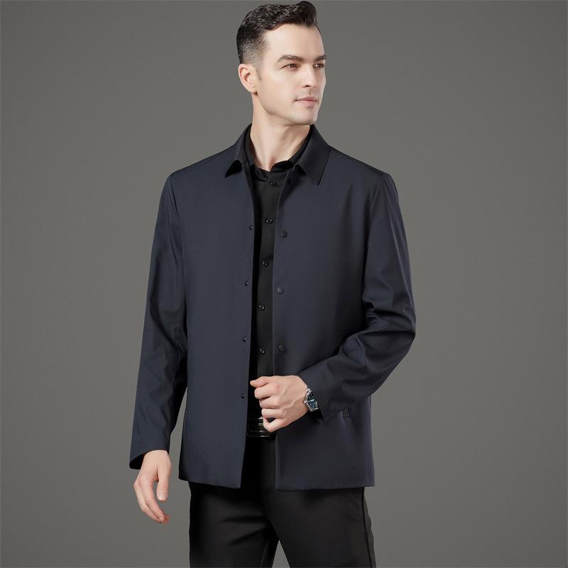 Men's Seamless Jacket for Autumn/Winter 2025: High-End Business Casual Outerwear for Middle-Aged and Elderly.