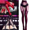 Sexy Four-sided Hollow Out Black Red Stockings Women Oil Sheen Thin Lingerie Summer Oil-like Stockings Seamless Party Wear