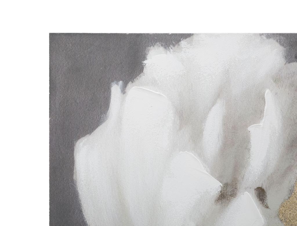 Handmade Wall Painting White Gold Flower Cm 80X3,7X100