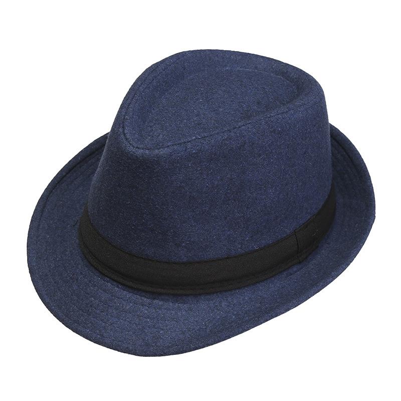 New Men'S Casual British Jazz Hat Black Wool Top Hat Stage Performance Hat