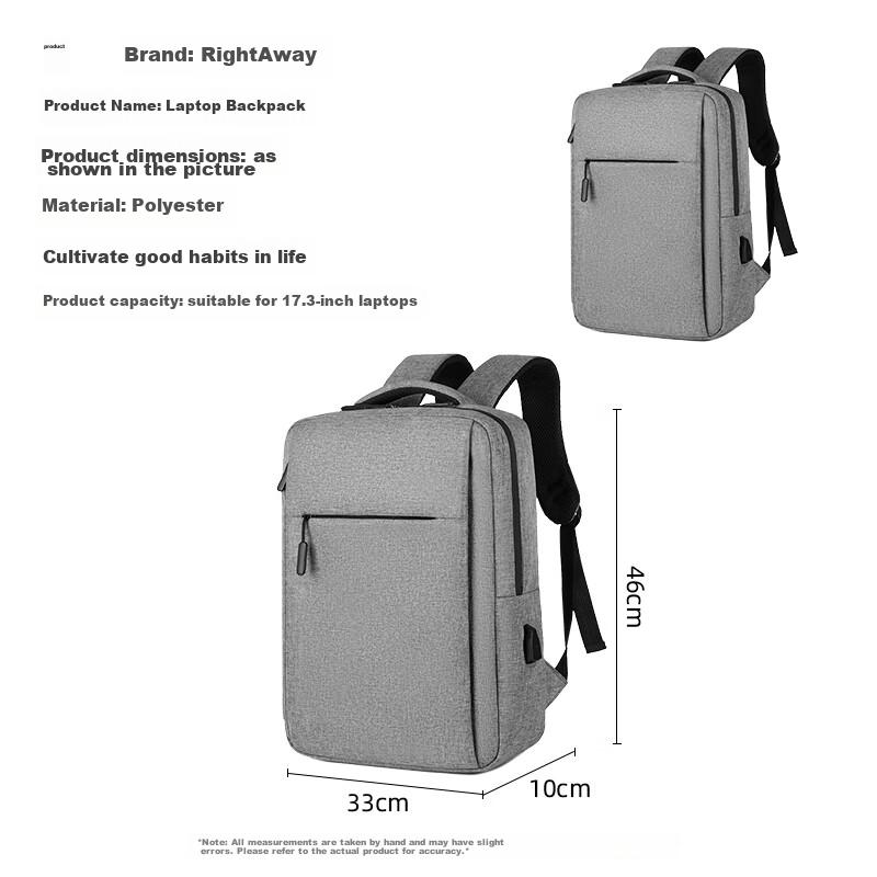 Right Away Laptop Backpack, Notebook Backpack, Commuter Schoolbag, Business Travel Bag for Men, 17.3-Inch Gaming Laptop Bag