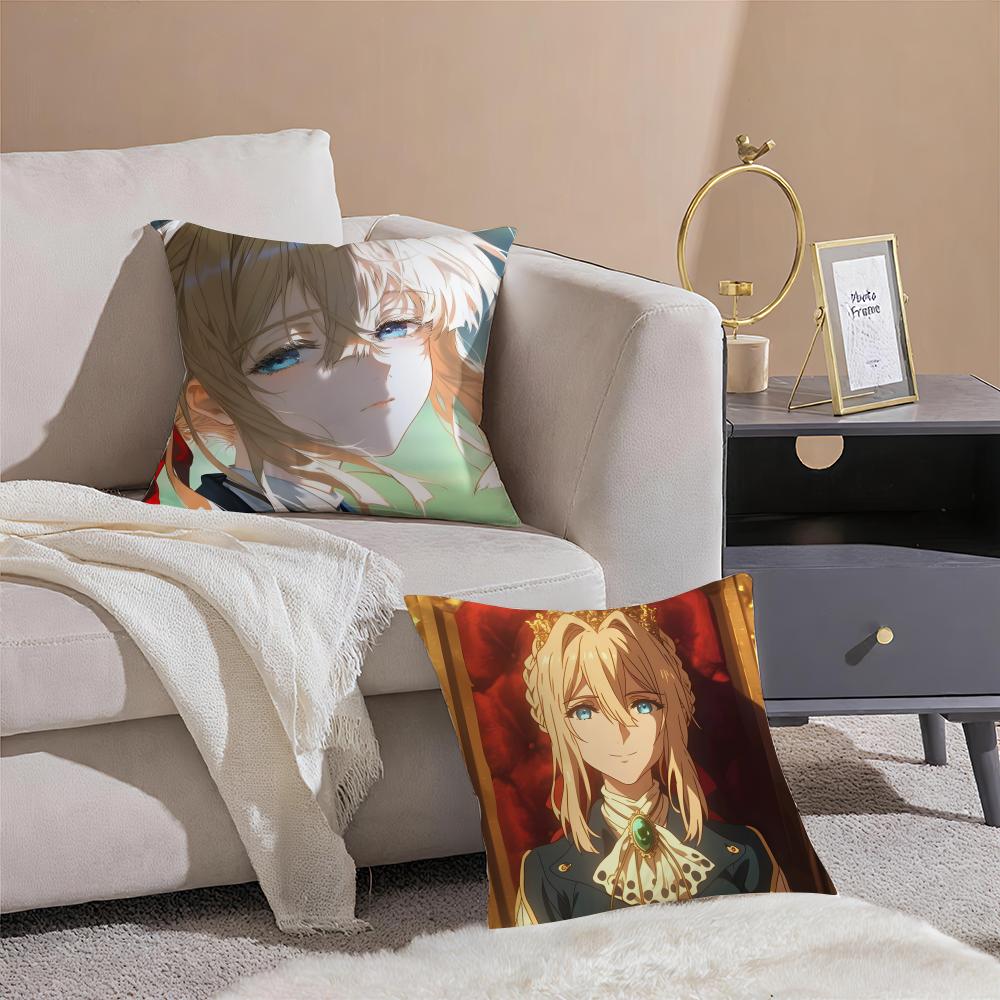 Comely Beautiful VViolet Evergarden Cushion Cover Throw Pillow Cover Hidden Button Durable Polyester Chair Cushion