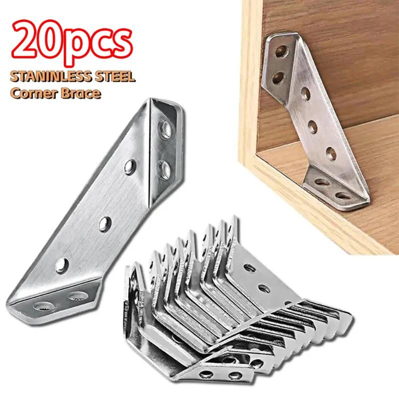 20pcs Multi functional 90 degree right angle fixator Stainless steel corner code with screws Cabinet reinforcement accessories