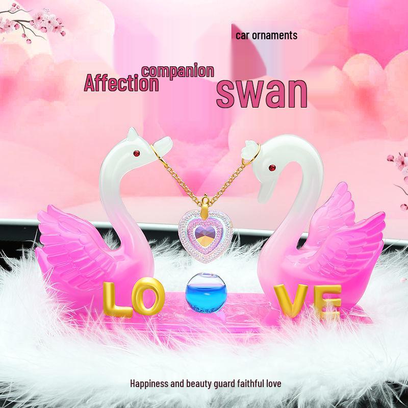 Elegance Swan Couple Car Ornaments - High-End Perfume Decor for Center Console