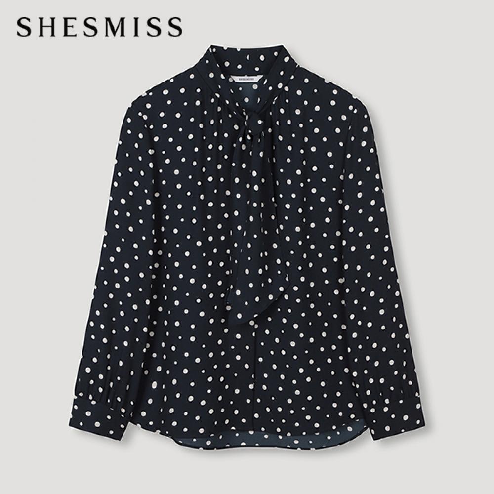 

She S Miss Dot Pattern Tie blouSe Swwbln42030 Tg Till Green/55