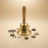 Wooden Handle Bell Polished Finish Brass Hand Bell Music Accessory Sturdy Cue Tool Easy to Clean for Classroom