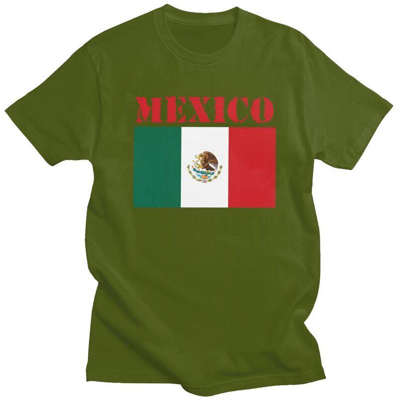 Custom Mexico Flag Tshirt for Men Short Sleeves Casual T Shirt Fashion Tshirt Loose Fit Pure Cotton Tee Gift