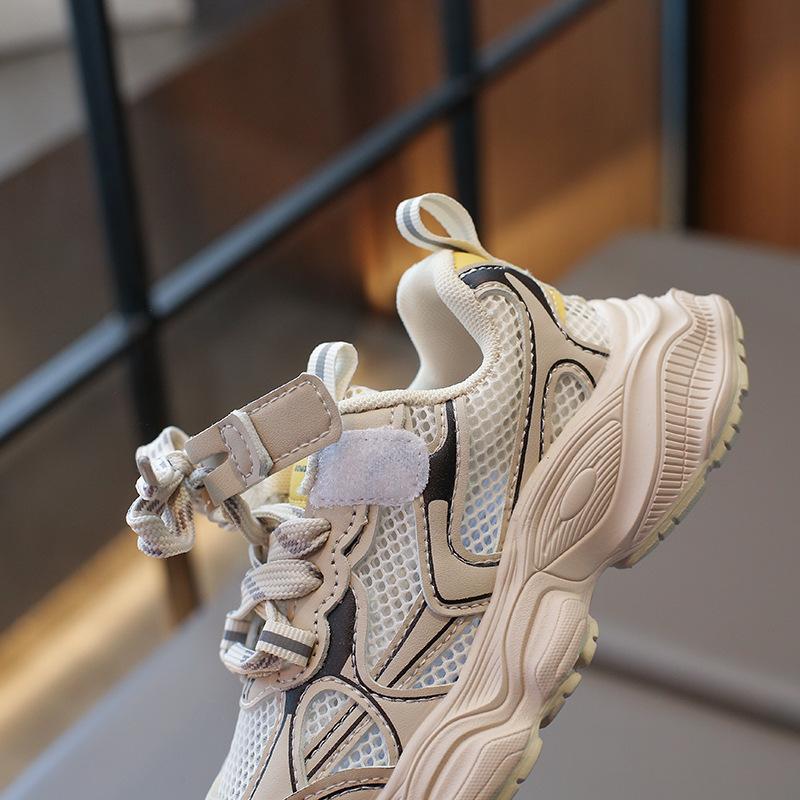 Girls shoes mesh sneakers 2025 summer new children's platform breathable shoes girls single net dad shoes