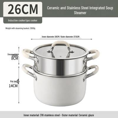 Premium 316L Stainless Steel Soup Pot with Steamer