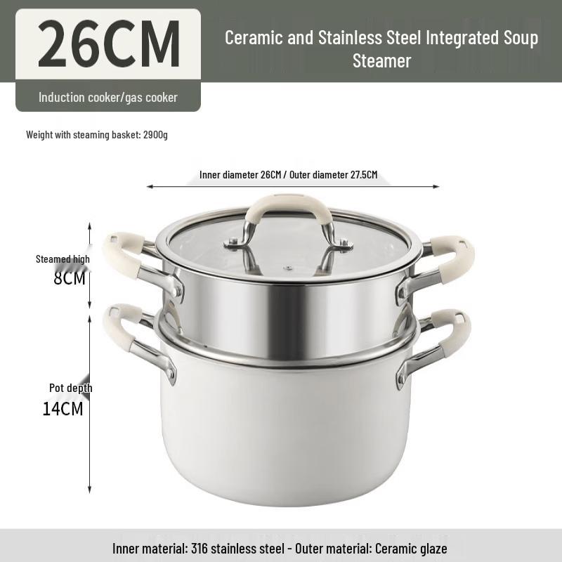 Premium 316L Stainless Steel Soup Pot with Steamer