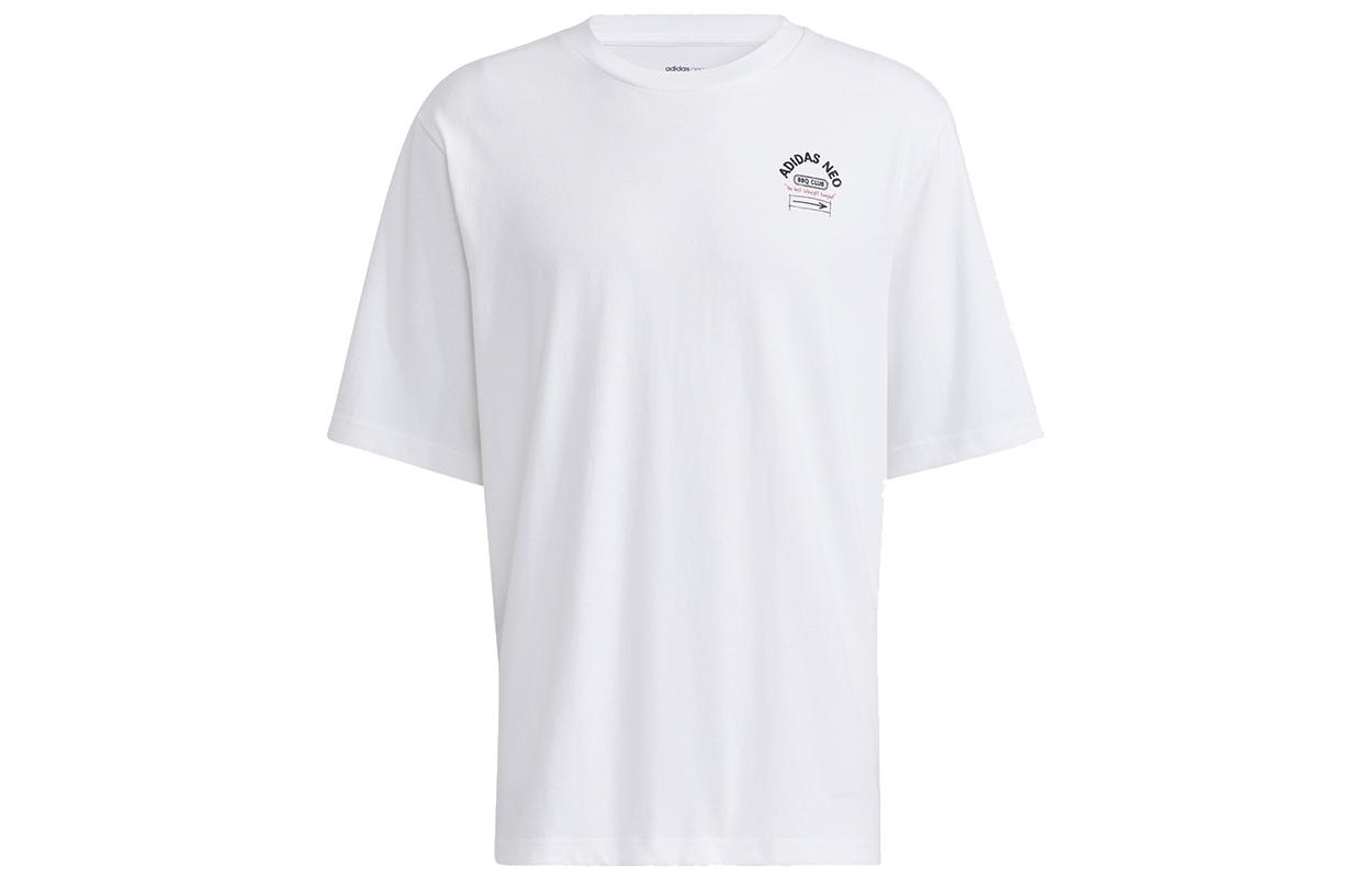 Adidas Neo T Shirts Men s White Crew Neck Moderate Straight Fit H62007 L