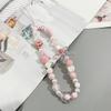 Sweet Strawberry Flower Bead Phone Strap Charm Chain Knot Cellphone Lanyard Keychain Woman Girl Bag Camera Phone Case Pendant
