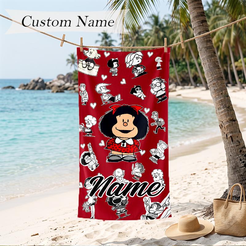 Mafalda Custom Name Printed Beach Towel Personalized Soft Towel For Swimming Beach Travel