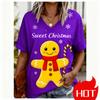 Christmas Women's T-shirt 3D pattern printing V-neck T-shirt quick-dry New Year's T-shirt New women's tops y2k clothes for woman