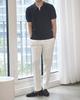 DEVERRMAN Open Collar Signature Half Knit (Black)
