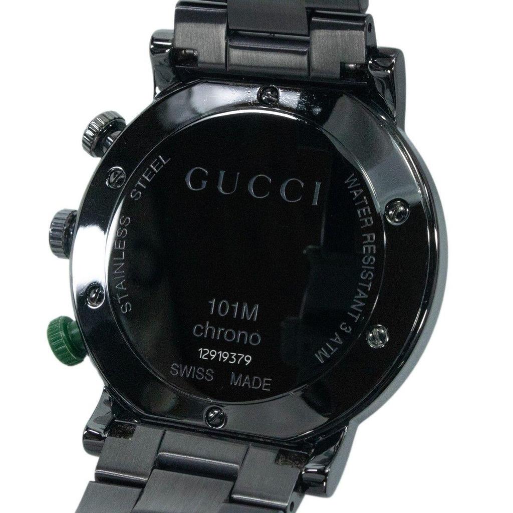 Used Working item Gucci Watch Quartz Men's G Chrono 101M Black Chronograph Large Big G Logo Red Green Simple