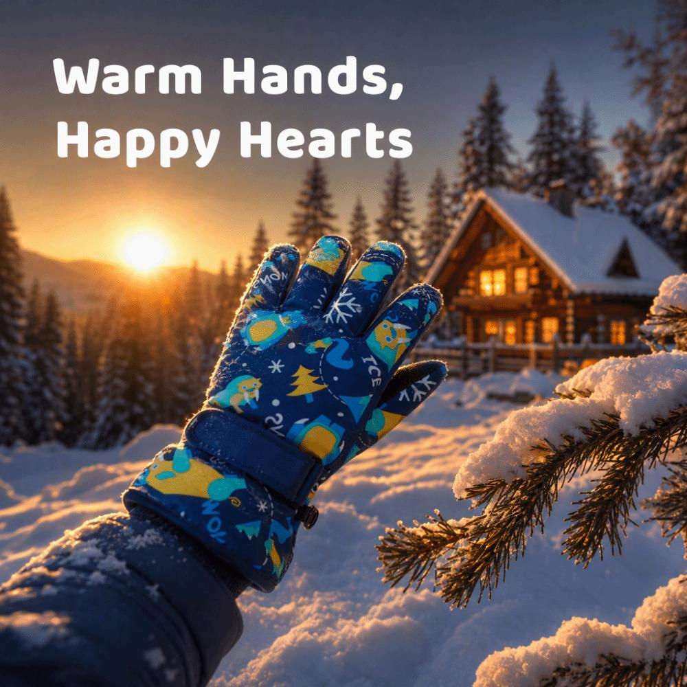 Thicken Winter Snowboard Gloves Cartoon Kids Gloves Breathable Warm Gloves Outdoor