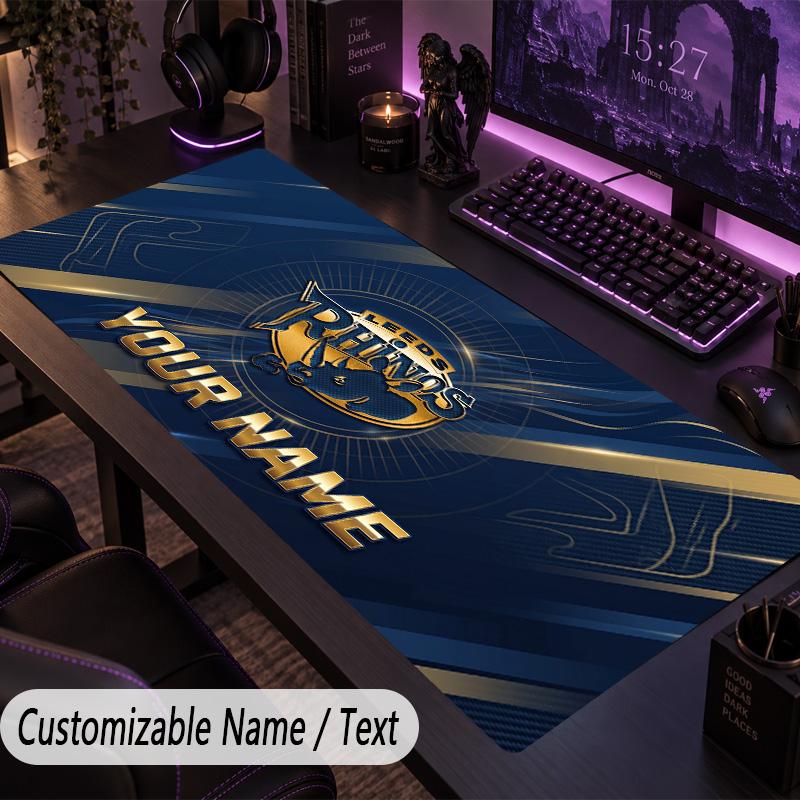 Large Mouse PadLeeds Rhinos Custom Name Text Personalized Desk Mat Non Slip Gaming Pad
