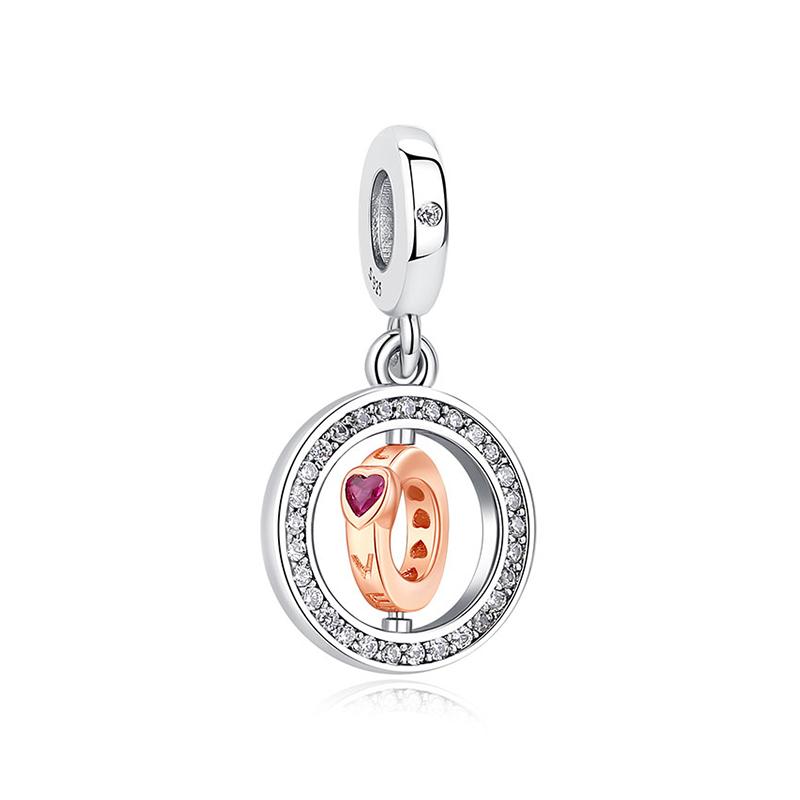 Original 925 Sterling copper Charm Bead Family Tree Mom Pendant Safety Chain Charms Rose Gold Fit Brand Bracelets DIY Zircon