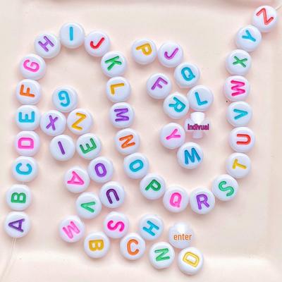 Colorful Acrylic Drip Oil Single Letter Beads - Round Educational DIY Accessories with Symbols