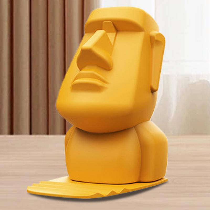 3in1 Creative Phone Holder Glasses Holder Desk Decoration Unique Resin Moai Statue Gift for Birthday Christmas Home Decor