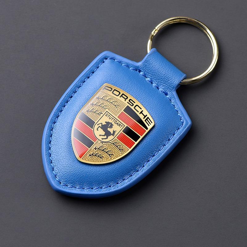 PU-Leder Auto-Schild Schlüsselanhänger Styling Schlüsselanhänger Anhänger für Porsche Cayenne Panamera Macan 911 Taycan Boxster Cayman 918 Pajun
