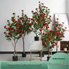 Artificial Camellia Tree Ornament - Indoor/Outdoor Fake Floral Decor