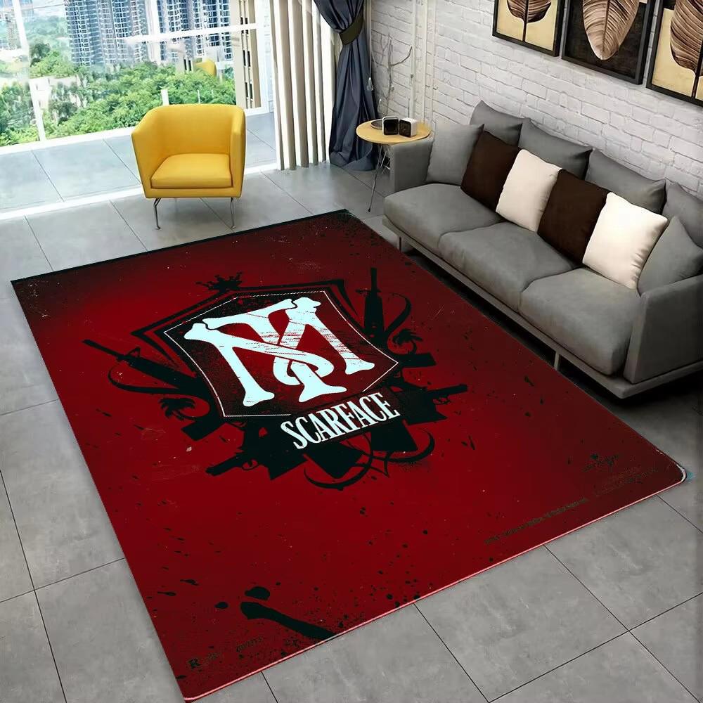 Tappeto Area Scarface Tony Stampa 3D Grande, Tappeto per Soggiorno Camera da Letto Divano Zerbino Decorativo, Tappetino da Gioco Antiscivolo per Bambini
