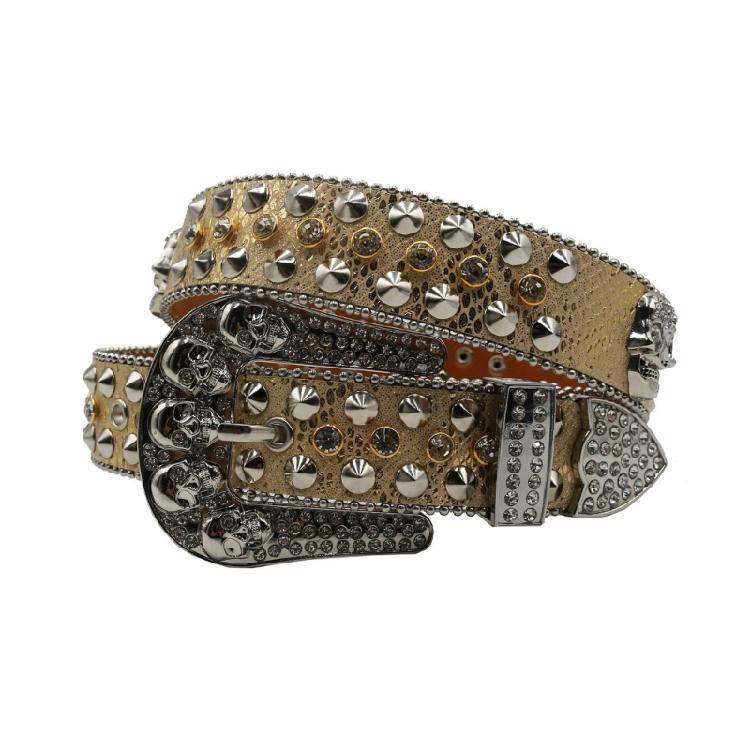 Grunge Waist Belt Jeans Belt PU Belt Casual Ceinture Punk Skull Crystal Buckle Modern Belt Street Dance Belt