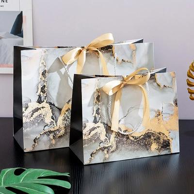 1-20 STÜCKE Marmor Geschenktüten mit Band Mode Tragetasche Papiertüten Kleidung Einkaufstüten Süßigkeitstüten Party Geschenkverpackungszubehör
