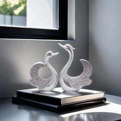 2 Pieces Swan Statues Animal Figurines Creative Party Favors Valentine Sculptures Resin Ornaments