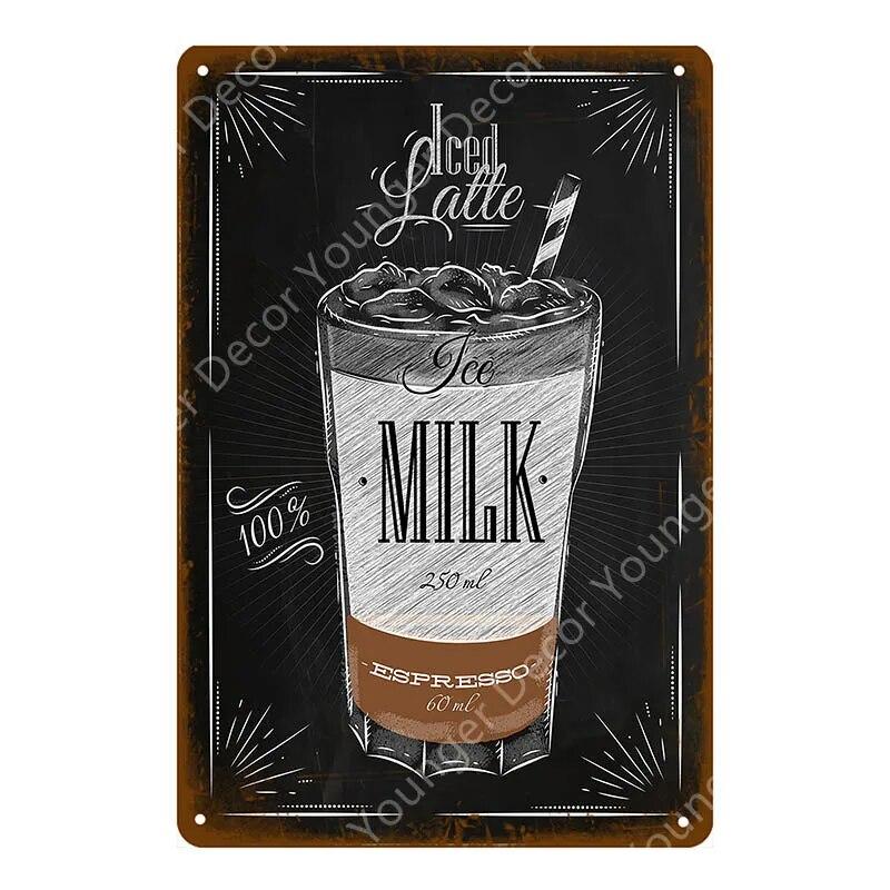 Coffee Menu Plaque Home Bar Cafe Vintage Wall Decor Art Metal Tin Signs Pub Tavern Retro Decorative Plates Metal Poster YJ177