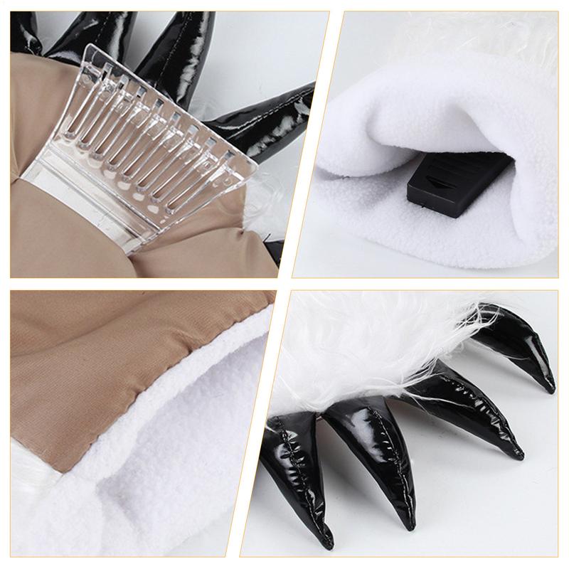 Car Windshield Ice Scraper Bear Claw Mitt Waterproof Snow Shovel Brush With Warm Gloves Scratch-Free Snow Removal Tools