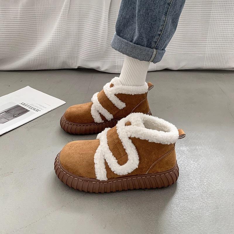 

Vintage Plush Warm Snow Boots Fashion Versatile Casual Plush Boots Autumn and Winter Cold Self-adhesive Shoes platform shoes 40 коричневий