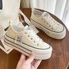 Platformowe buty płócienne wiosna i lato nowe z niewielkim podwyższeniem sznurowane niskie buty typu board shoes