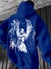 Occult‑goth Men Hoodie Fashion Back‑grunge‑wing‑maiden‑gothic‑script Decor Print Pullover For Soft Relaxed Casual Street Wear