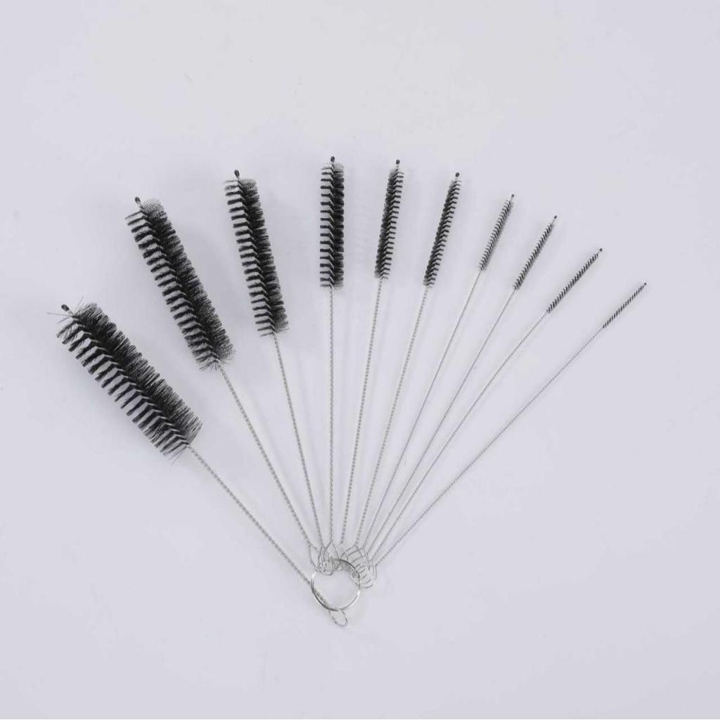 10-teiliges tragbares Set aus 304 Edelstahl-Strohhalmen & Bürsten für Babyflaschen & Glasbecher