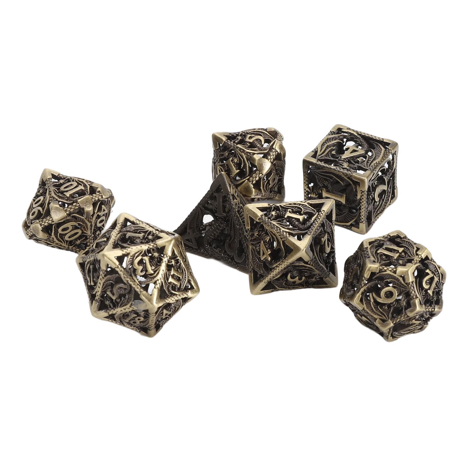 

7шт. Кубики медные полые прозрачные многогранные кубики для настольных игр коллекция бронза