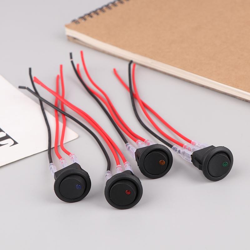 12V/20A LED Light Boat Switch Round Cat-eye Car Modified Switch PlugSpring With Wire