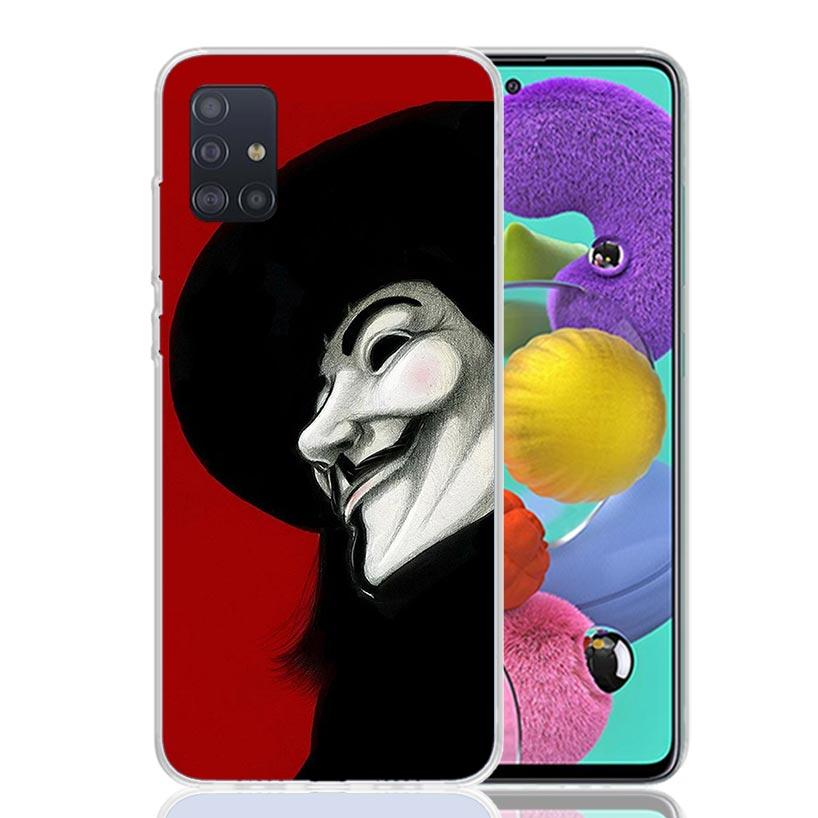 Anonymous V Mask Phone Case For Samsung Galaxy A52 A32 A22 A12 A02S A50S A30S A51 A31 AA71 Note 20 Ultra 10 S10 Plus Galaxy A52