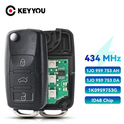 KEYYOU 3 Button Remote Car Key For VW PASSAT Polo Skoda Seat Polo/Golf/Beetle 1J0959753 DA/AH 1K0959753G 434Mhz ID48