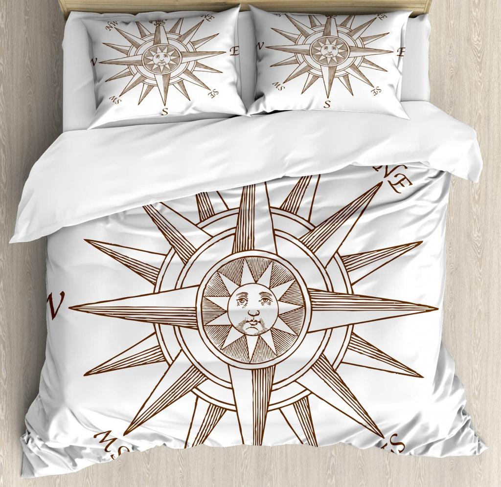 Compass Duvet Cover Set Boys Teenagers Men Bedroom Decorative 2/3 Pcs Bedding Set With Pillowcase Single Queen Duvet Cover Sets