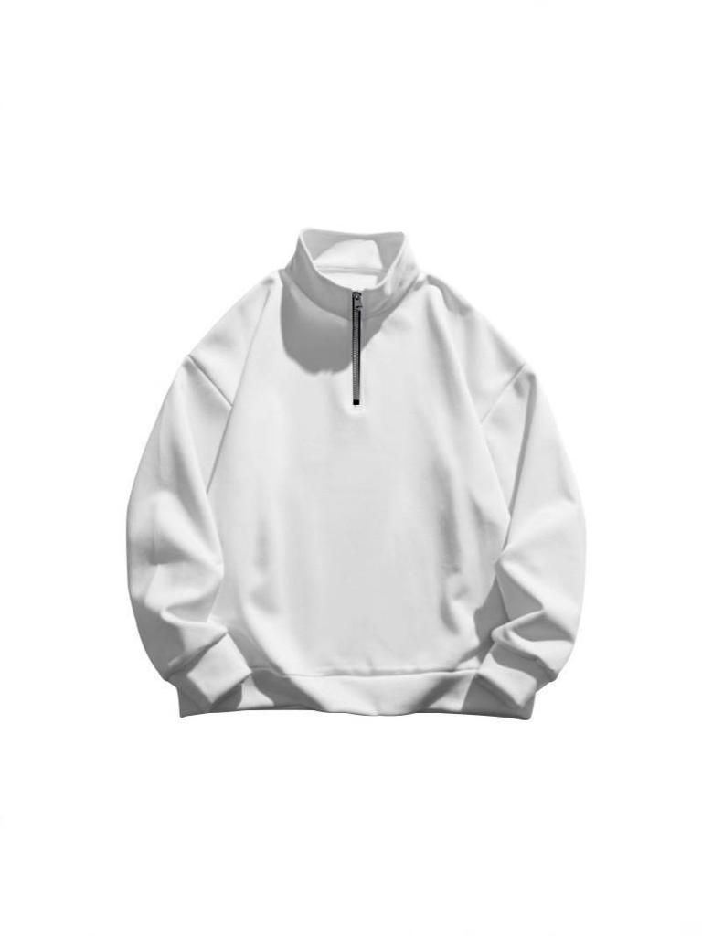 2025 Herren Stehkragen Halb-Zip Pullover Sweatshirt: Lässiger lockerer Schnitt für Frühling/Herbst