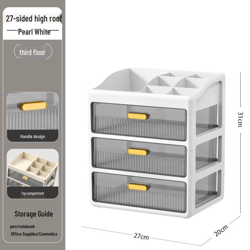 Transparent Large Capacity Cosmetic Storage Box with Drawers for Makeup, Jewelry, and Masks