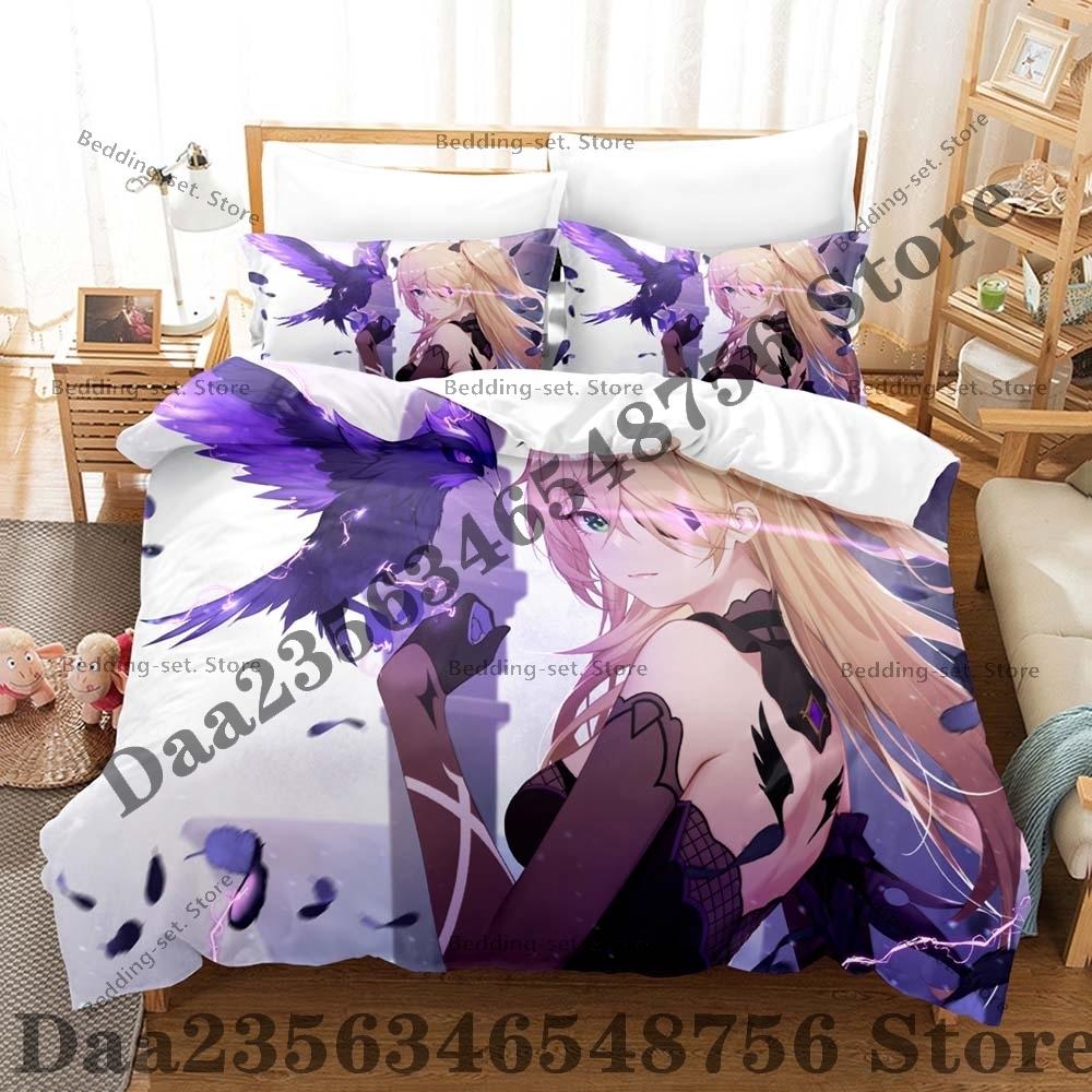 Anime Fischl 3Pcs Bedding Set 3D Print Duvet Cover Pillowcase Soft Bed Linen Single Twin Queen King Size Home Textile