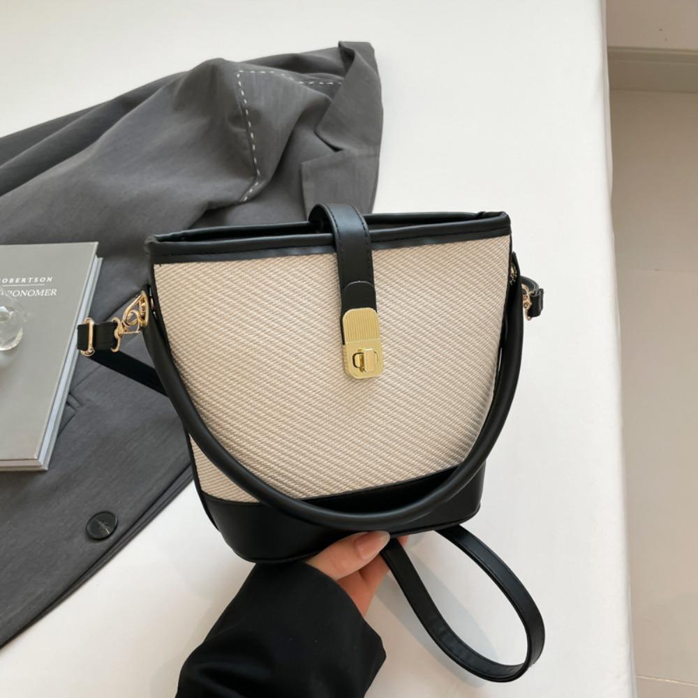 

Сумка-ведро кроссбоди с замком-поворотом Элегантная сумка для поездок на работу Модная женская сумка кроссбоди из ПУ Для улицы белый