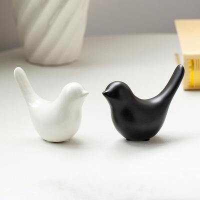Ceramic Abstract Bird Figurine Modern Black White Golden Bird Statue Sculpture Home Office Living Room Tabletop Decoration Ornament
